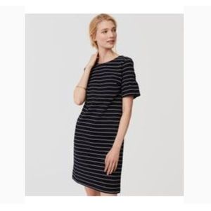 Loft Navy & White Bell Sleeve Dress